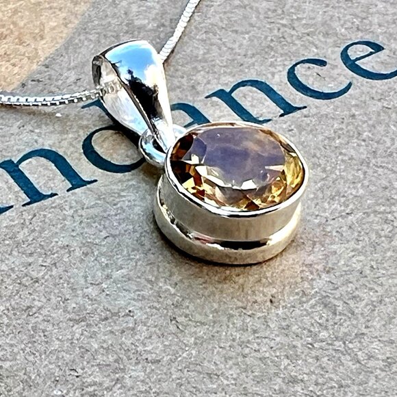 Sundance $148 NEW CITRINE NOVEMBER BIRTHDAY Sterling Silver Pendant 18" Necklace - Picture 1 of 11
